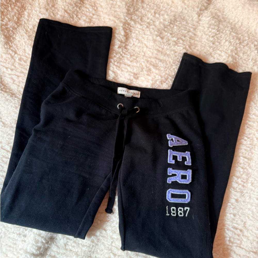 Aeropostale Black Trousers with Purple Logo